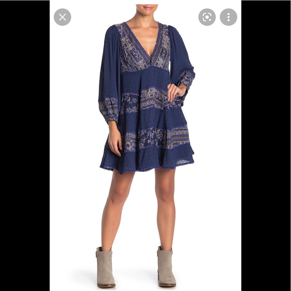 Free People | My Love Navy Floral Gauze Mini Dress